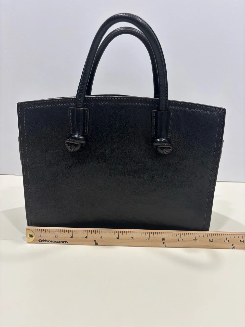 Fossil Black Leather Satchel with Dual Top Handles/shoulder strap